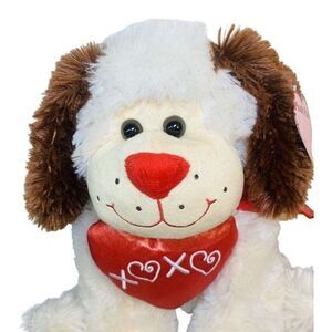 White Brown Floppy Ears Puppy Dog Soft Plush Pals Stuffed Valentine’s Toy 17”